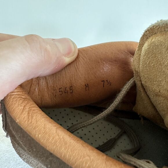 Vintage Vasque Men's Hiking Boots 7.5 Tan Brown Leather Suede Lace Ankle Italy - Picture 9 of 9